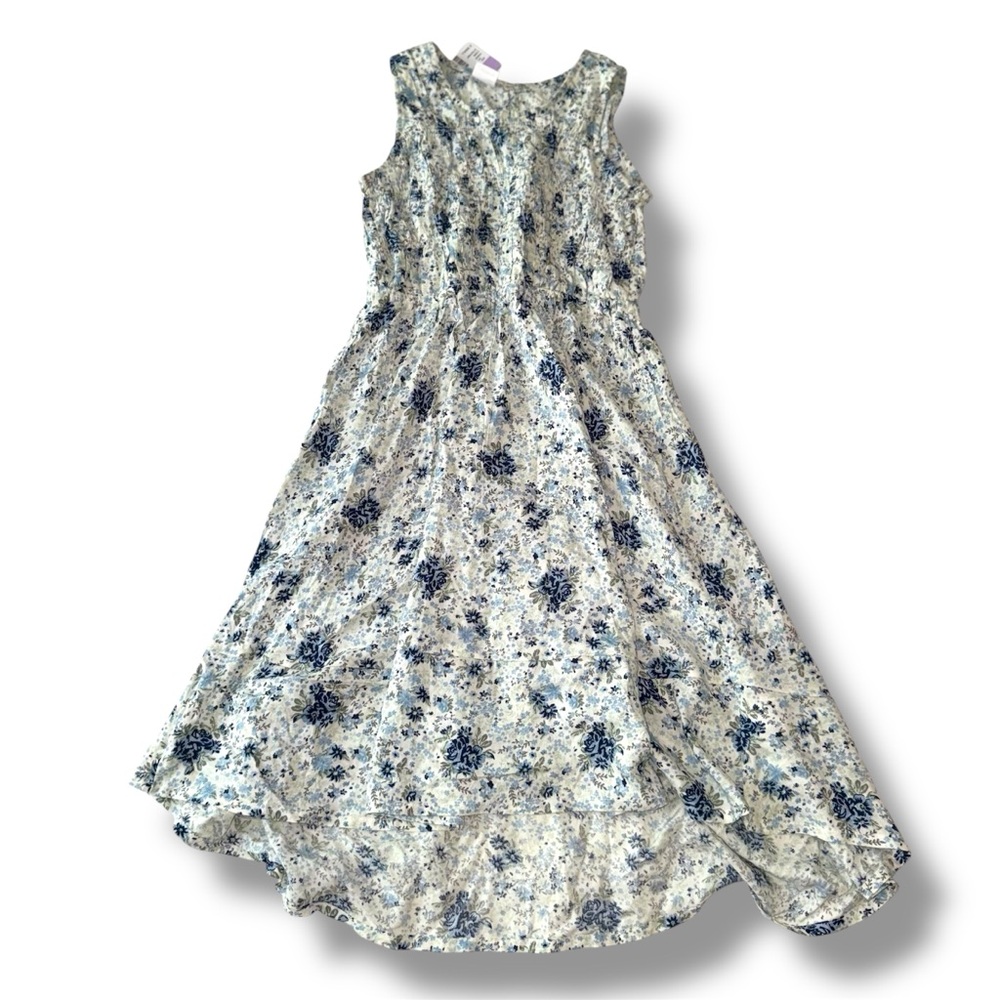 NWT Floral Dress for Girl Blue White Green Flowers Summer Size XS Extra Small XS